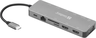 Sandberg 136-45 USB-C 13-in-1 Travel Dock Grijs