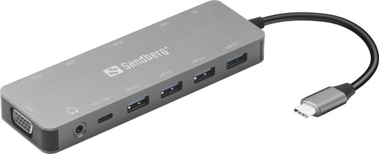 Sandberg 136-45 USB-C 13-in-1 Travel Dock Grijs