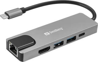 Sandberg 336-99 Laptop Dock & Poortreplicator USB-C Zilver