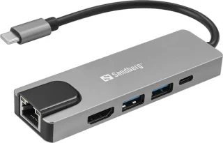 Sandberg 336-99 Laptop Dock & Poortreplicator USB-C Zilver