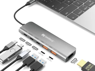 Sandberg USB-C Dock Bedraad USB 3.2 Gen 1 (Type-C) Aluminium