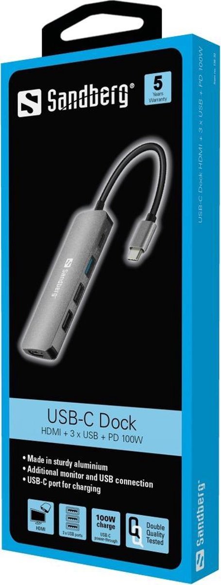 Wat vinden we goed aan de Sandberg USB-C Dock HDMI 3xUSB PD 100W
