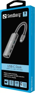 Sandberg USB-C Dock HDMI 3xUSB PD 100W