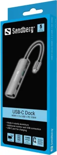 Sandberg USB-C Dock HDMI 3xUSB PD 100W
