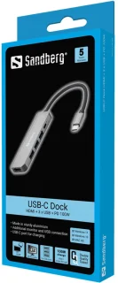 Sandberg USB-C Dock HDMI 3xUSB PD 100W