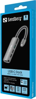 Sandberg USB-C Dock HDMI 3xUSB PD 100W