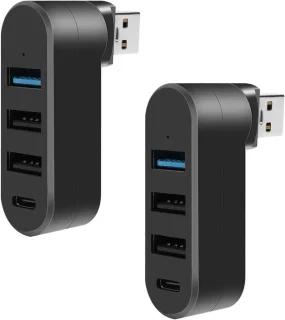 Sander Shop 2 stuks mini USB 3.0 4-poorts hub (zwart)