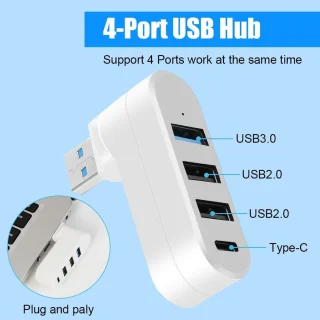 Sander Shop Mini USB 3.0-hub 4-poorts (USB-A & Type-C) wit