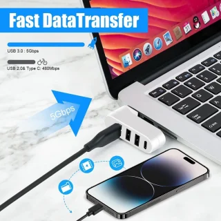 Sander Shop Mini USB 3.0-hub 4-poorts (USB-A & Type-C) wit