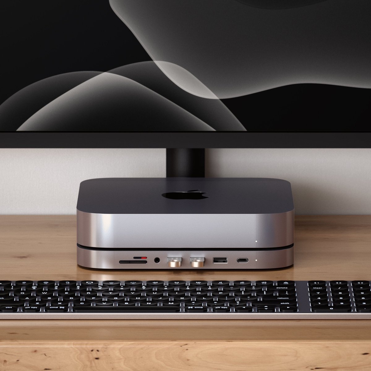 Wat vinden we goed aan de Satechi Aluminium Mac Mini standaard met Hub Space Gray