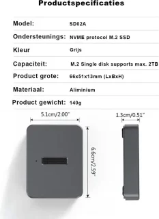 SD02A NVMe M.2 SSD Docking Station USB 3.0 2TB