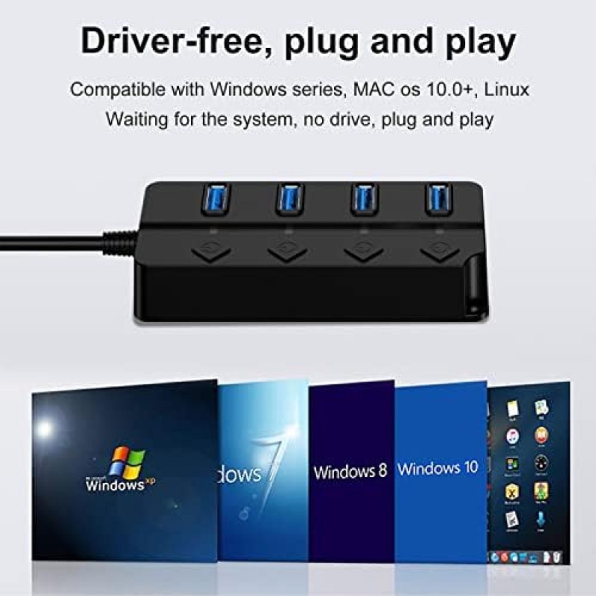 Selbro USB 3.0 4-poorts Hub Ultra Slim