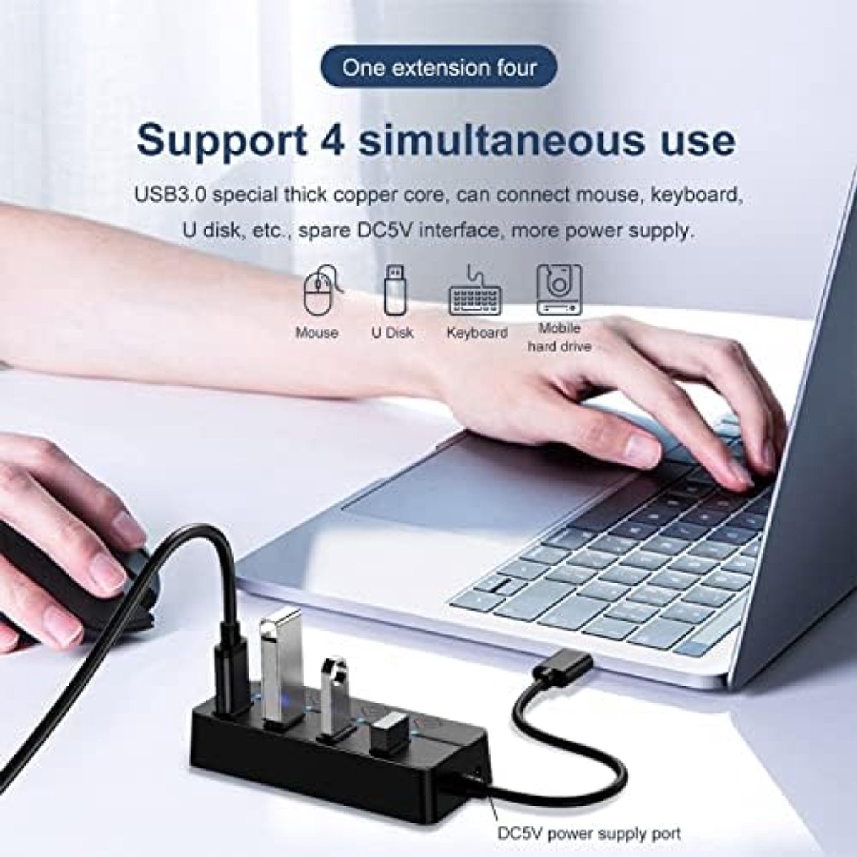 Selbro USB 3.0 4-poorts Hub Ultra Slim