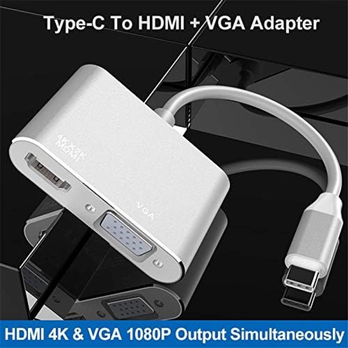Selbro USB C HDMI VGA Adapter 2-in-1 Zilver