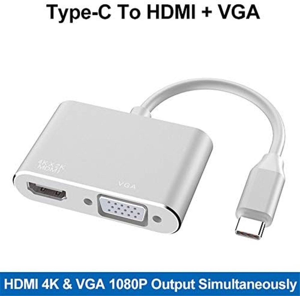 Selbro USB C HDMI VGA Adapter 2-in-1 Zilver