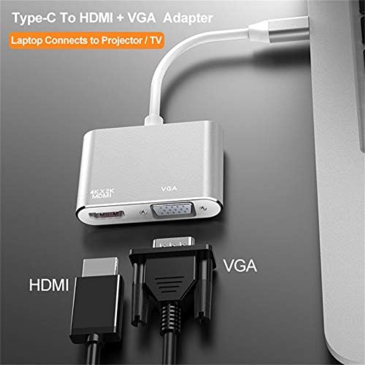 Selbro USB C naar HDMI VGA Adapter 2-in-1 Grijs
