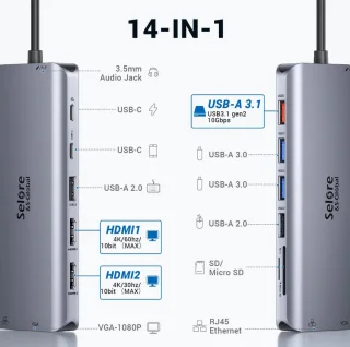 Selore 14-in-1 Docking Station HDMI VGA