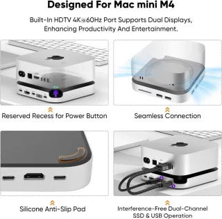 ShopVlot dock voor Mac mini M4 en M4 Pro met 7 usb-c-poorten en m.2 nvme ssd uitbreiding