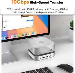 ShopVlot dock voor Mac mini M4 en M4 Pro met 7 usb-c-poorten en m.2 nvme ssd uitbreiding