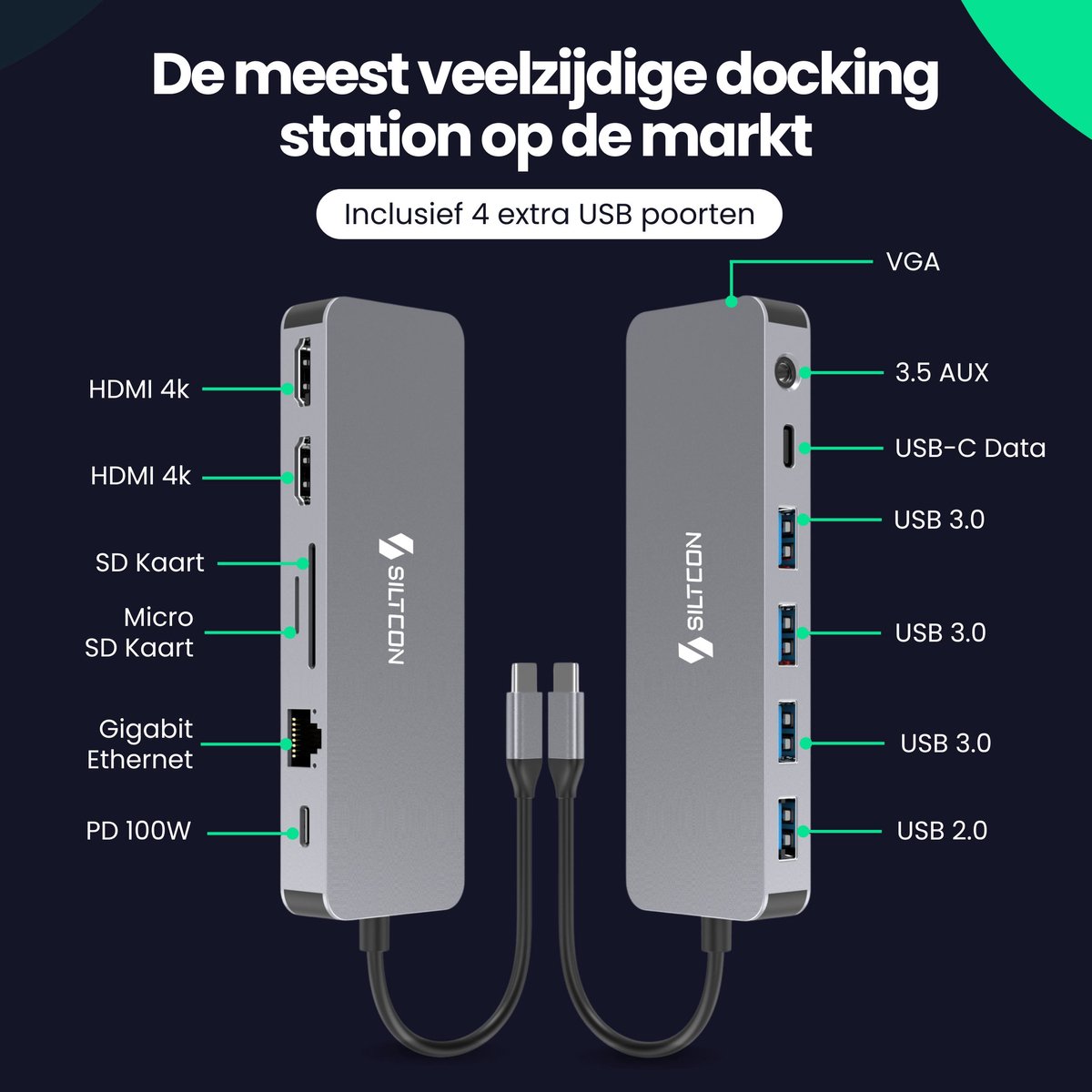 Wat vinden we goed aan de Siltcon 13-in-1 USB-C Docking Station Spacegrey 2025