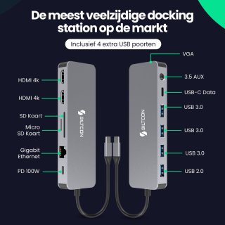 Siltcon 13-in-1 USB-C Docking Station Spacegrey 2025