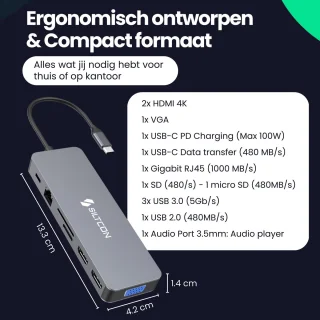 Siltcon 13-in-1 USB-C Docking Station Spacegrey 2025