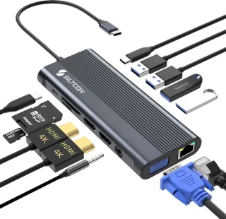 Siltcon 13-in-1 USB C Hub Docking Station Spacegrey
