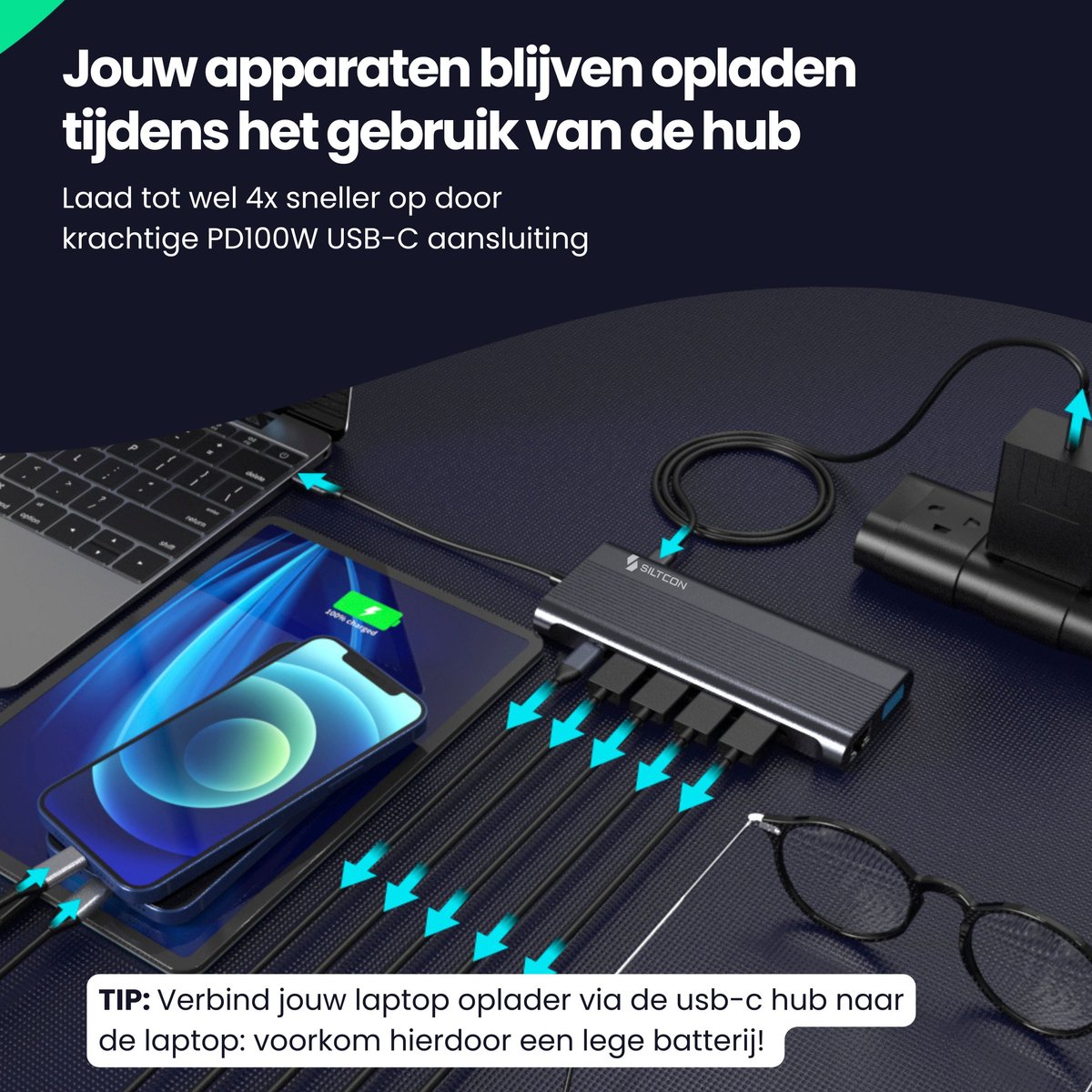 Siltcon 13-in-1 USB C Hub Docking Station Spacegrey