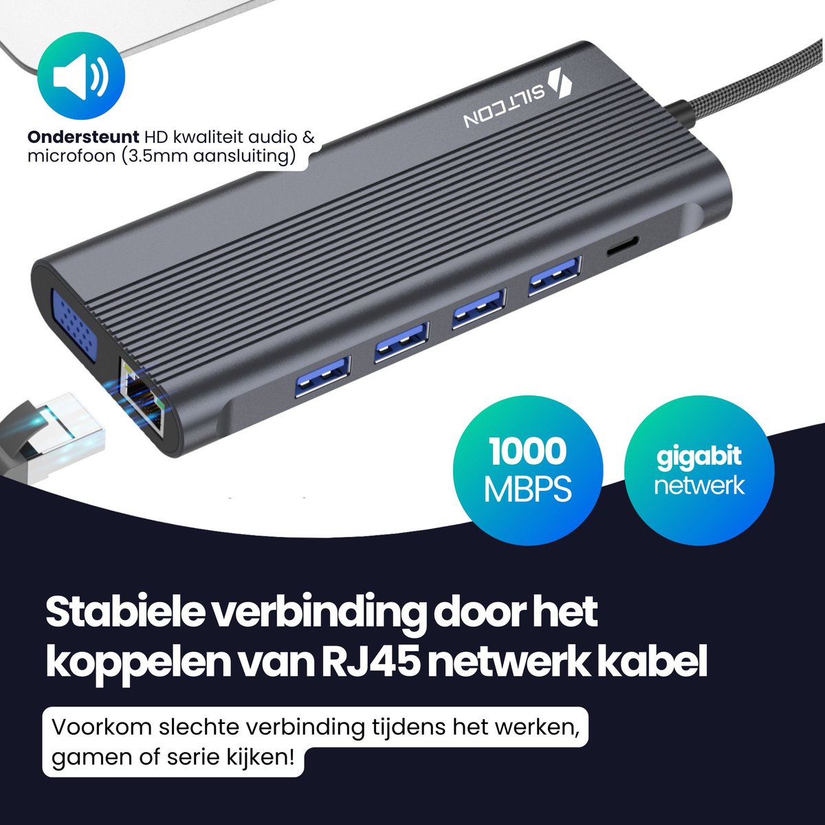 Siltcon 13-in-1 USB C Hub Docking Station Spacegrey