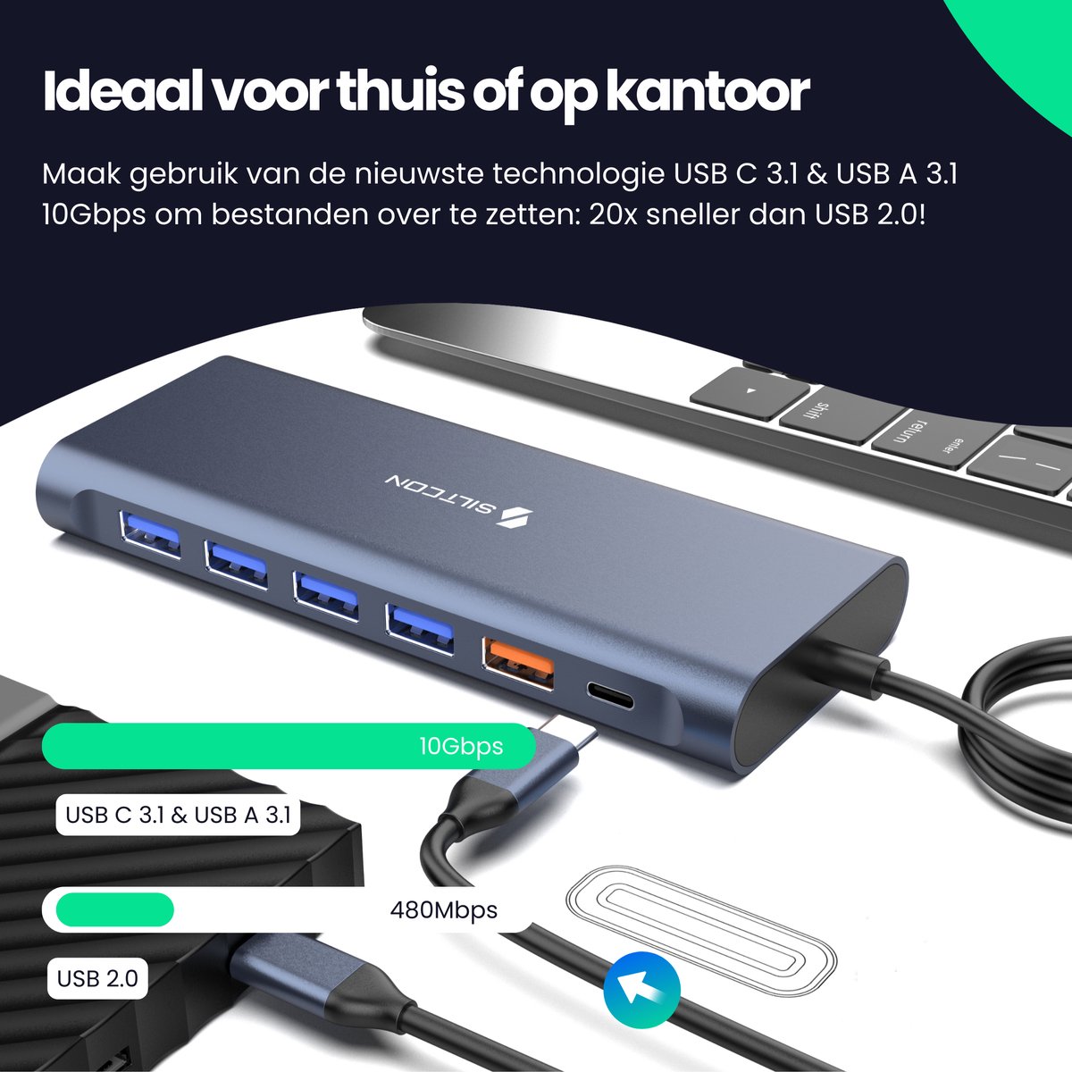 Siltcon 14 in 1 USB C Hub Docking Station Spacegrey 2025