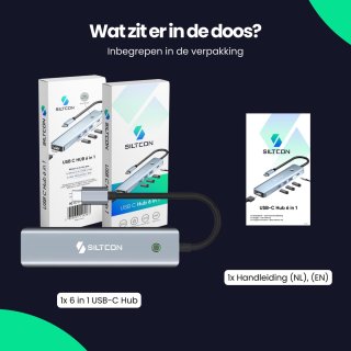 Siltcon USB C Hub 6 in 1 Docking Station Spacegrey