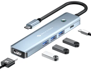Siltcon USB C Hub 6 in 1 Docking Station Spacegrey