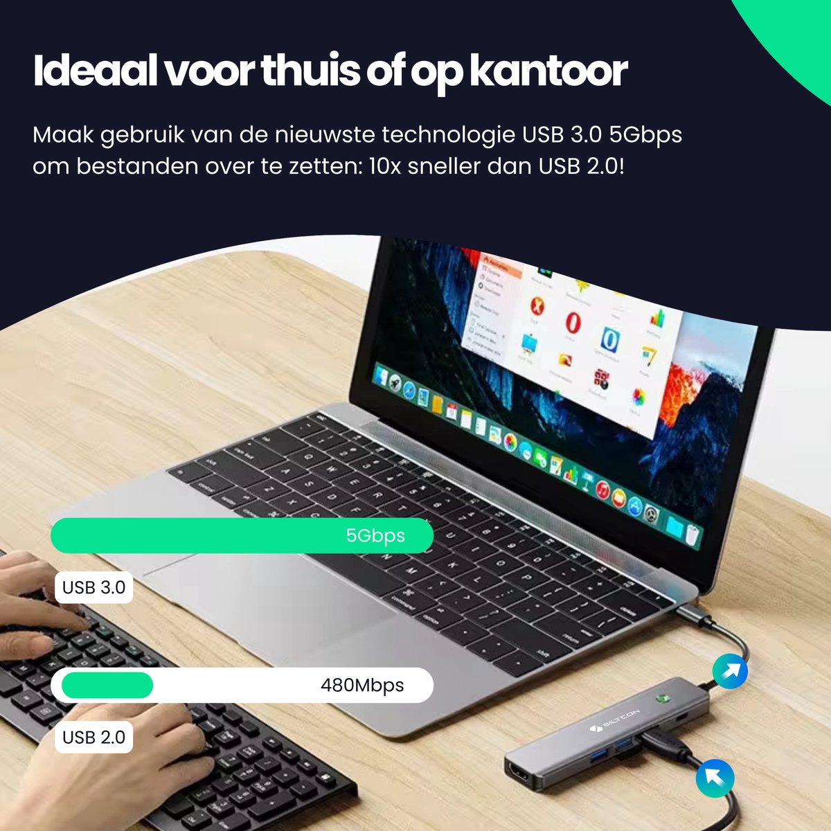 Wat vinden we goed aan de Siltcon USB C Hub 6 in 1 Docking Station Spacegrey