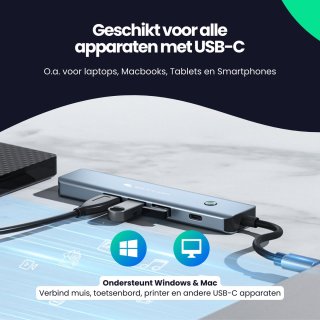 Siltcon USB C Hub 6 in 1 Docking Station Spacegrey