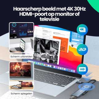 Siltcon USB C Hub 6 in 1 Docking Station Spacegrey