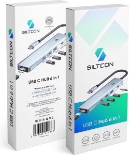 Siltcon USB C Hub 6 in 1 Docking Station Spacegrey
