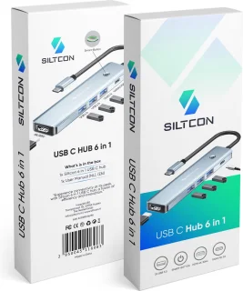 Siltcon USB C Hub 6 in 1 Docking Station Spacegrey
