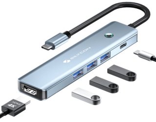 Siltcon USB C Hub 6 in 1 Docking Station Spacegrey
