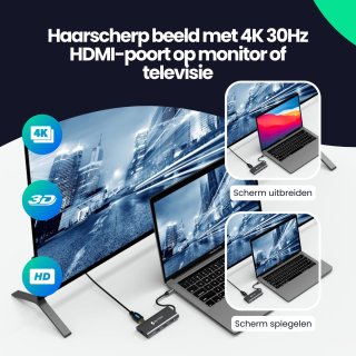 Siltcon USB C Hub 8-in-1 Docking Station Spacegrey