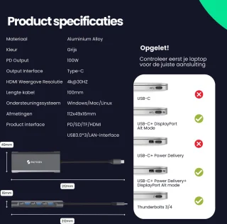 Siltcon USB C Hub 8-in-1 Docking Station Spacegrey
