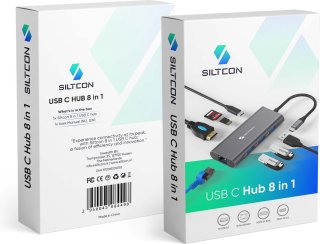 Siltcon USB C Hub 8-in-1 Docking Station Spacegrey