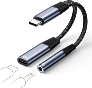 SnelShoppen 2-in-1 usb c naar 3,5mm jack en oplader adapter