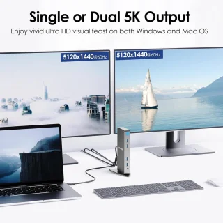 SnelShoppen DisplayLink docking station dual monitor 14-in-1 usb-c/a voor laptop