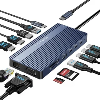 SnelShoppen docking station USB C 14-in-1 voor laptop