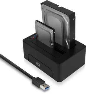SnelShoppen - Dual HDD Docking Station USB 3.0 voor 2,5"/3,5" SATA HDD/SSD - AC1504