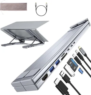 SnelShoppen laptopstandaard met 9-in-1 usb-c-dockingstation