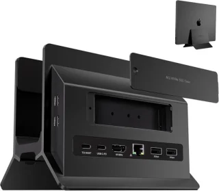 SnelShoppen - MacBook Pro Air Docking Station - 11 in 1 Vertical USB C Laptop Dock met 4K HDMI, 10Gbps USB A/C, Ethernet en M.2 SSD Slot - Zwart