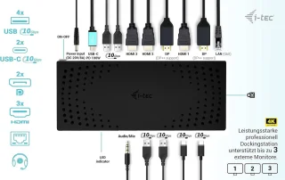 SnelShoppen - USB 3.0/USB-C 4K Triple Monitor Dockingstation G2 100W - Multi-Monitor Hub voor Laptop, Desktop, Mac, HDMI, VGA, DisplayPort, Snelle Geg
