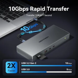 SnelShoppen usb c docking station 11-in-1 voor MacBook Pro/Air/Mini M1/M2/M3/M4