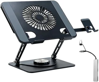 SolidKeus laptopstandaard met usb-c dockingstation en telefoonhouder